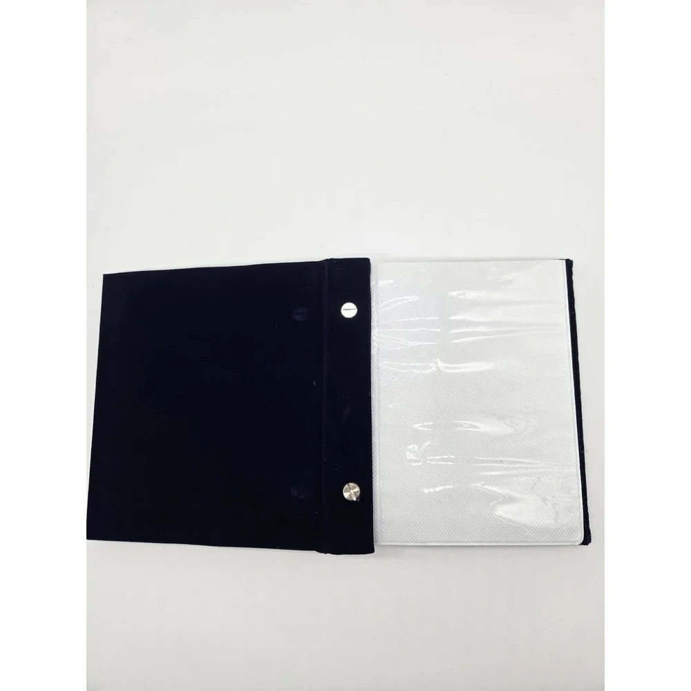 VNTG Photo Album Book Floral Art Navy‎ Blue Velvet 50 photo Slots HardCover NEW